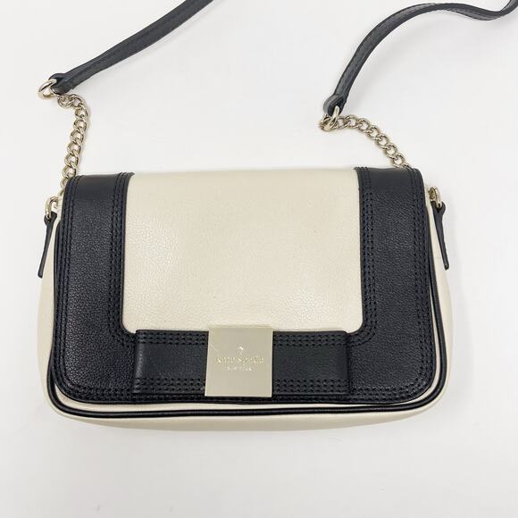 Kate Spade Cream Black Primrose Hill Little Kaelin Two Tone Crossbody Bag Bow - Picture 2 of 14